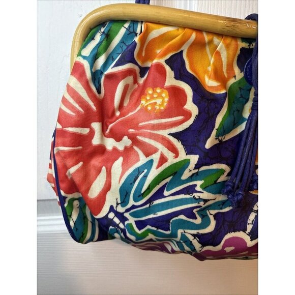 vintage liz claiborne Floral Wood Accent purse - Picture 5 of 16